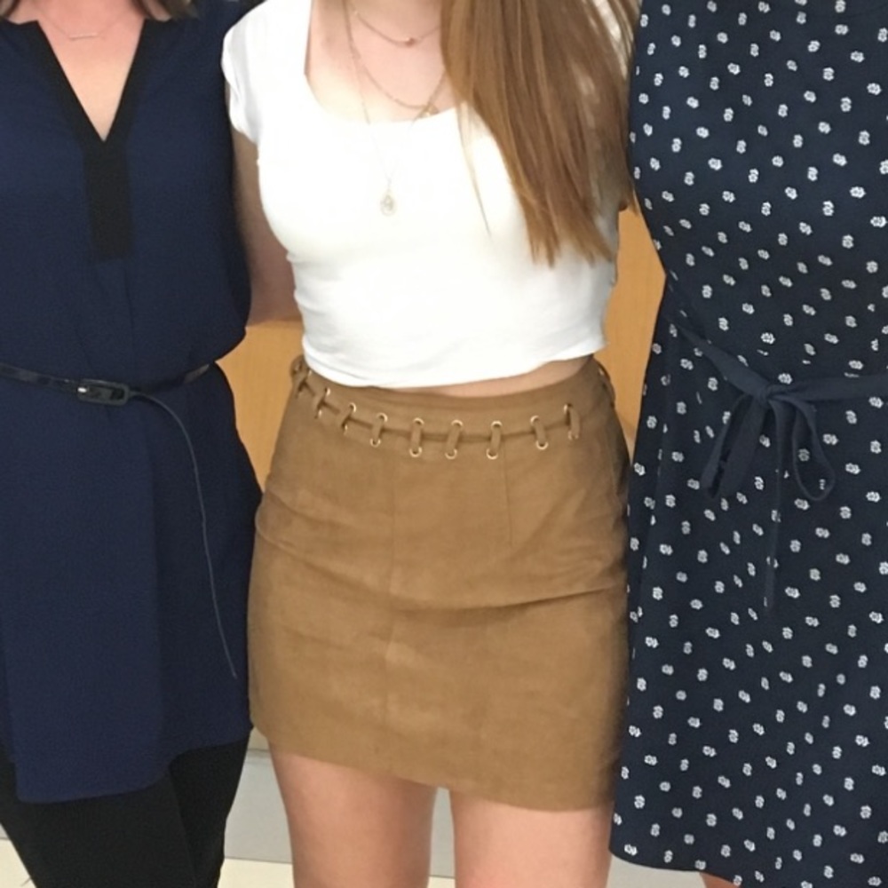 LF suede tan skirt